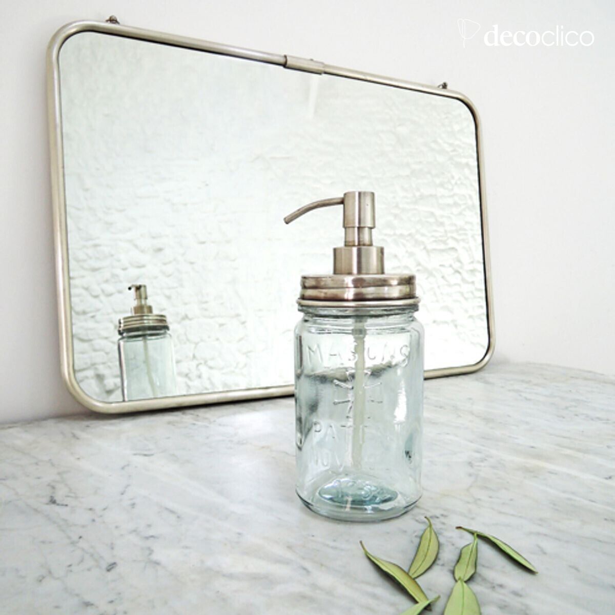 Liquid soap dispenser in glass and silver nickel Chaumont