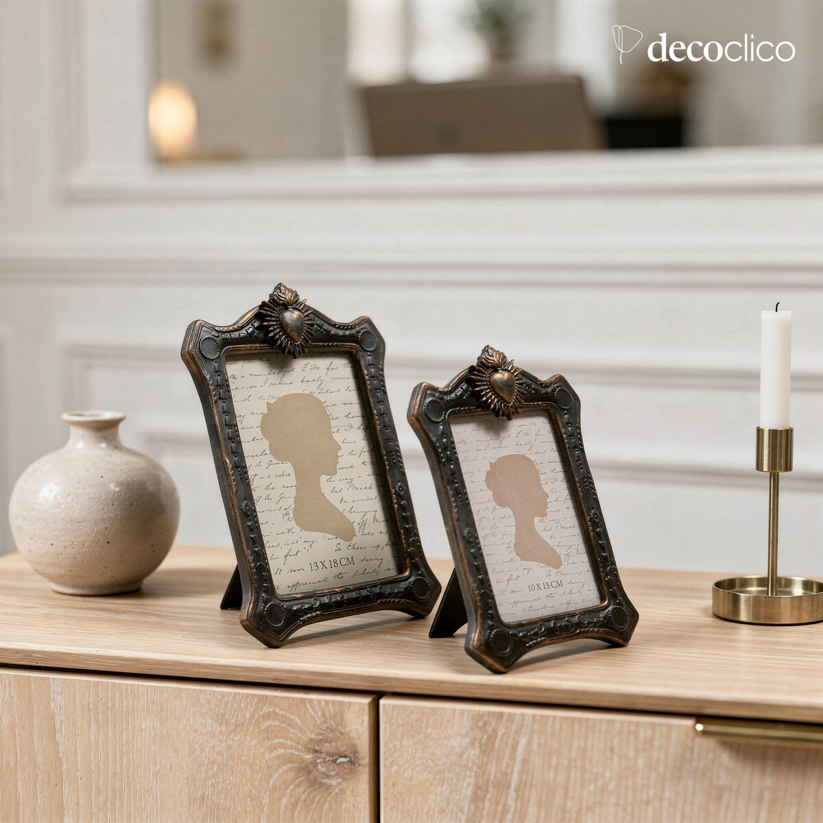 Lot de 2 cadres rectangulaires à poser contour charbon mat et doré