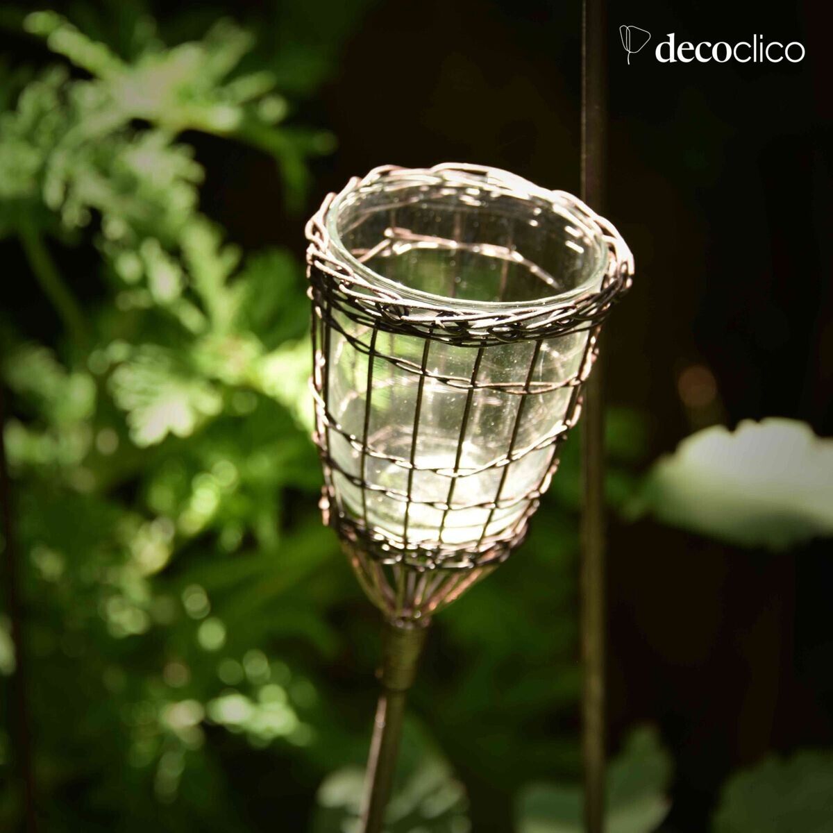 Lot de 6 photophores à planter en métal vieilli