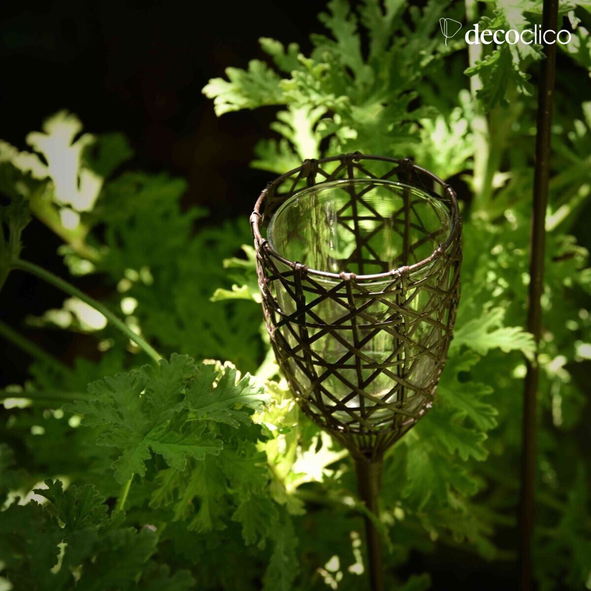 Lot de 6 photophores à planter en métal vieilli
