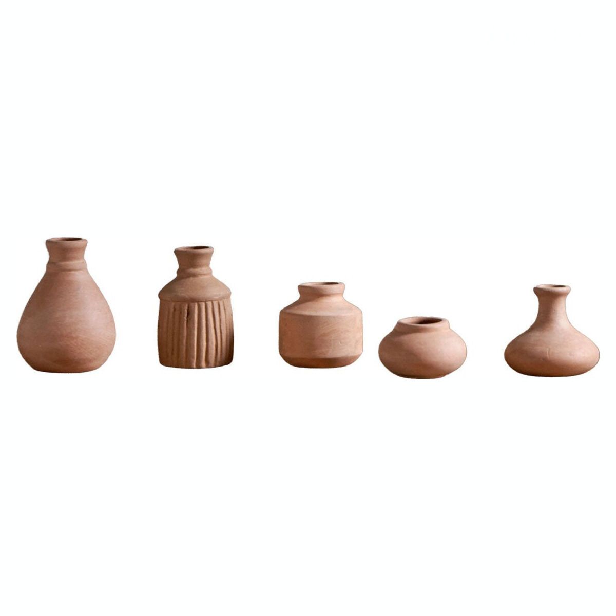 Lote de 5 macetas de terracota hechas a mano Petra