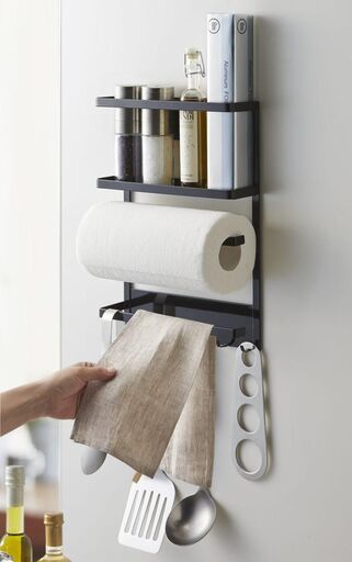 Rangement cuisine mural magnétique en acier noir | Decoclico