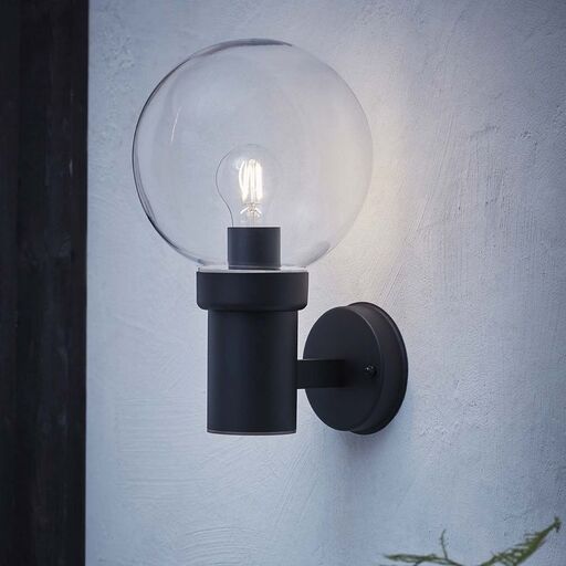 Applique extérieure murale globe en aluminium noir | Decoclico