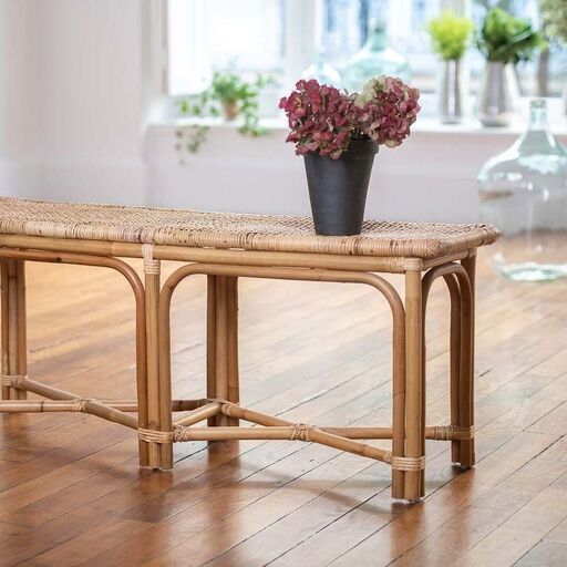 Panca da fine letto in rattan intrecciato naturale, Casatera | Decoclico