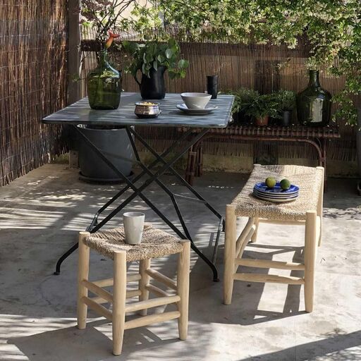 Panca in legno di teak e giunco marino, Casatera | Decoclico