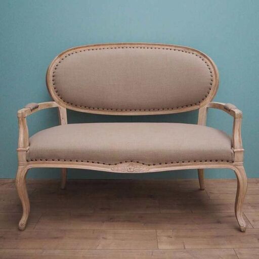 Panca in lino e cotone con struttura in legno di mango | Decoclico