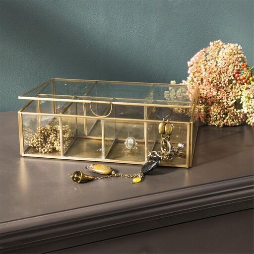Boîte à bijoux 8 compartiments verre et métal | Decoclico