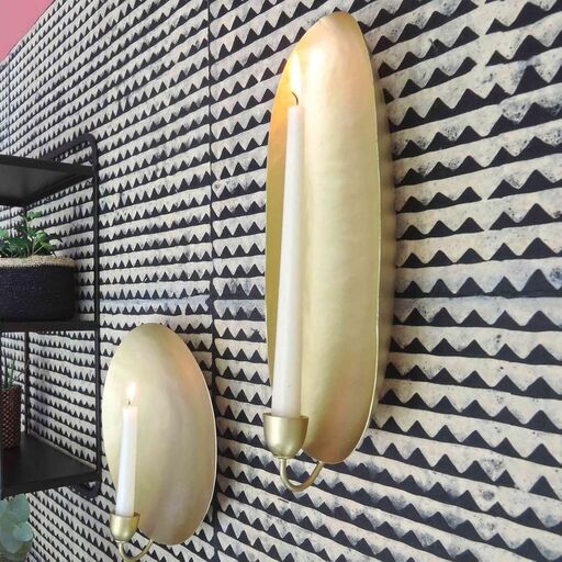 Bougeoir mural en métal finition dorée | Decoclico