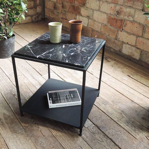 Tavolino quadrato in marmo nero italiano | Decoclico