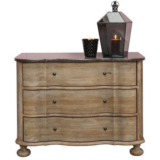 Commode en bois de peuplier naturel et marbre gris 3 tiroirs Chehoma | Decoclico