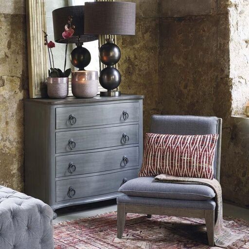 Commode en manguier et MDF gris clair 4 tiroirs Ninon | Decoclico