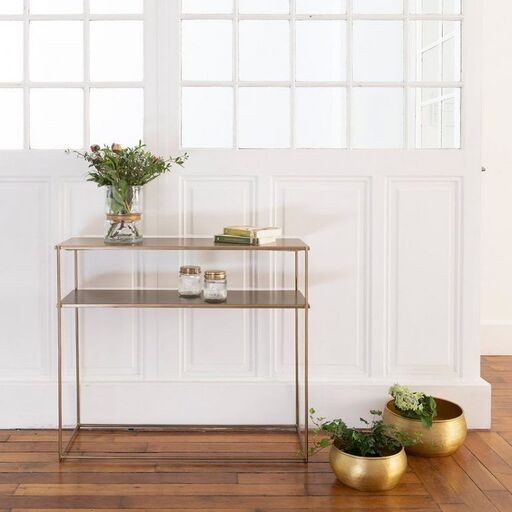 Consolle a doppio livello in metallo finitura ottone | Decoclico