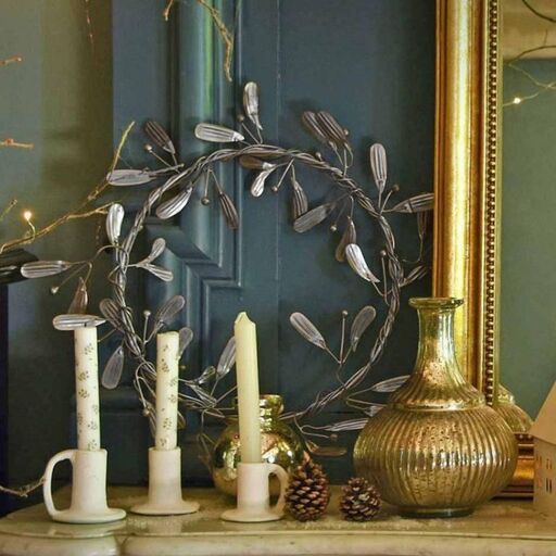 Couronne murale de feuilles en métal finition gris galva | Decoclico