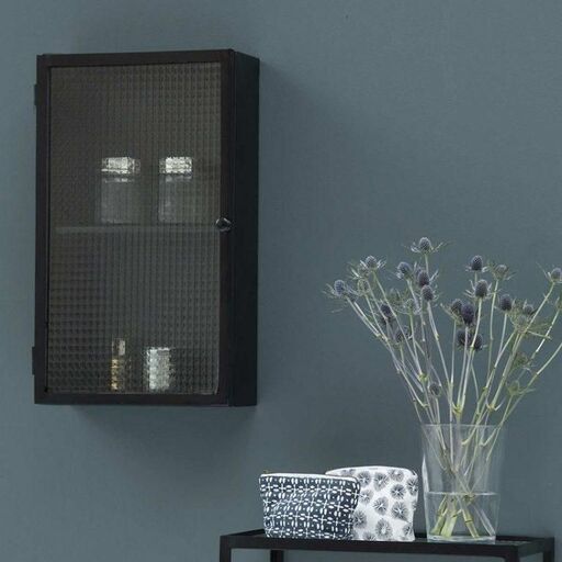 Étagère murale armoirette en métal noir porte en verre, Decoclico Factory | Decoclico
