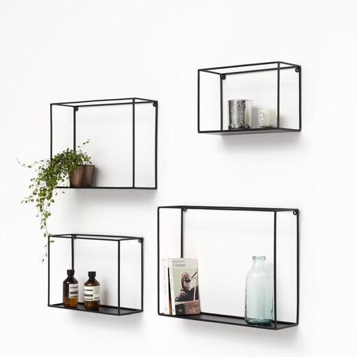 Etagère murale en métal filaire noir mat (lot de 4) Uptown | Decoclico