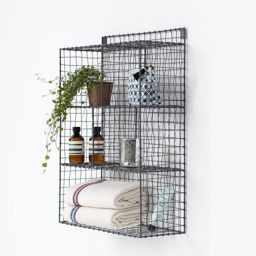 Etagère murale en métal grillagé anthracite 5 niches Greed | Decoclico