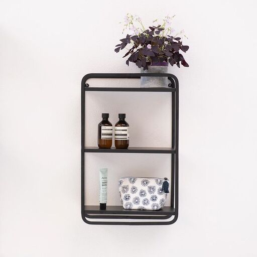 étagère murale rectangulaire en métal noir | Decoclico