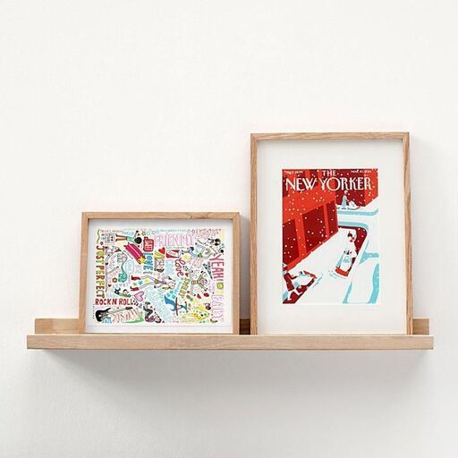 Étagère porte-cadres en chêne naturel FSC 80 cm | Decoclico