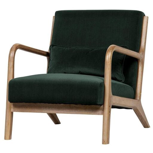 Poltrona Mark in velluto ed hevea - Verde bottiglia | Decoclico