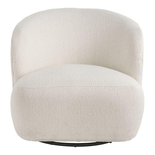 Fauteuil tournant en tissu bouclette crème Lisette | Decoclico