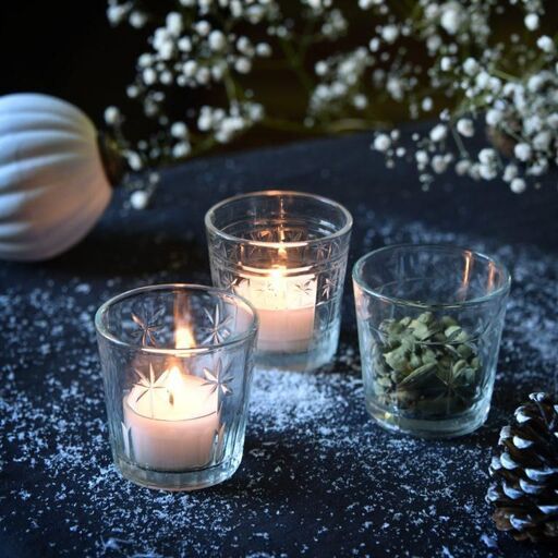 Set di 3 portacandele in vetro trasparente inciso Castille | Decoclico