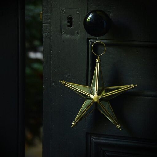 Decorazione da parete a forma di stella in metallo con finitura ottone e vetro a specchio 25 cm | Decoclico