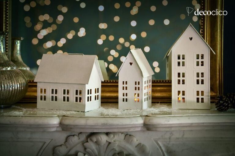 Set di 3 portacandele in metallo per la casa, finitura bianco opaco | Decoclico