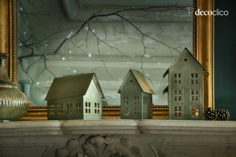 Set di 3 portacandele in metallo finitura zinco | Decoclico