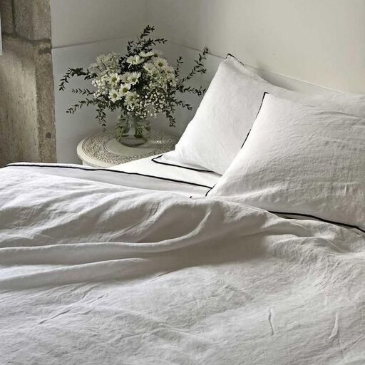 Bettdeckenbezug aus weißem, gewaschenem Leinen Oslo | Decoclico