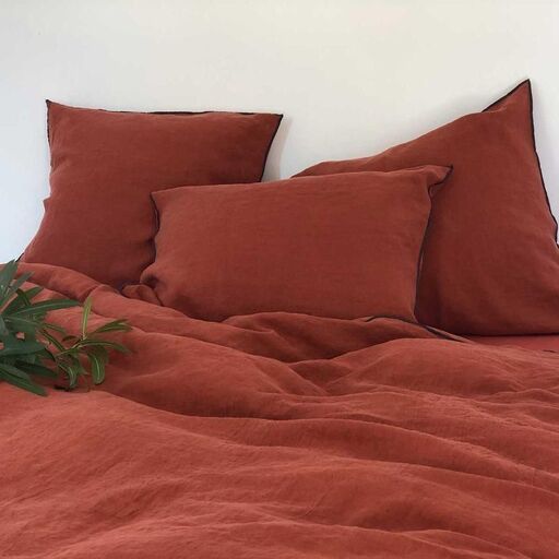 Bettdeckenbezug Terracotta aus Leinen | Decoclico