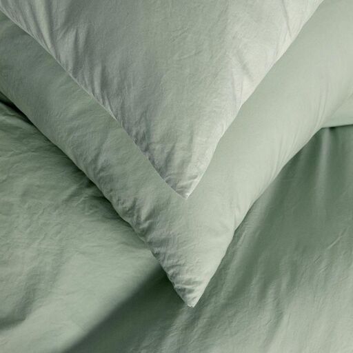 Housse de couette en percale lavée de coton céladon | Decoclico