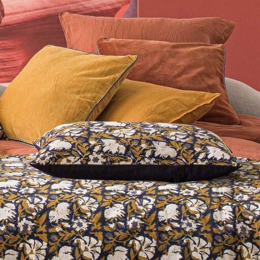 Housse de coussin en velours de coton imprimé Safran | Decoclico