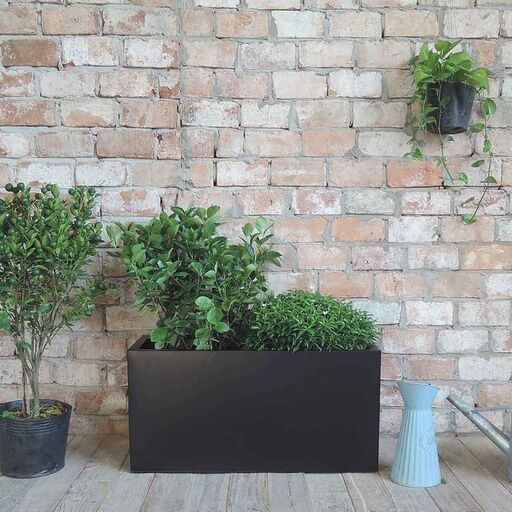 Jardinière rectangulaire métal galvanisé noir mat à poser | Decoclico