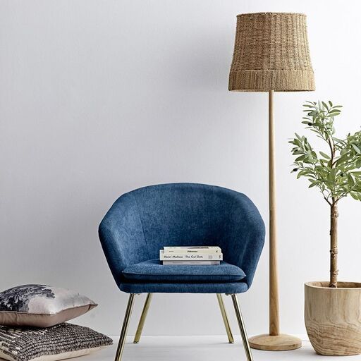 Lampadaire en rotin et bois d´hévéa naturel | Decoclico