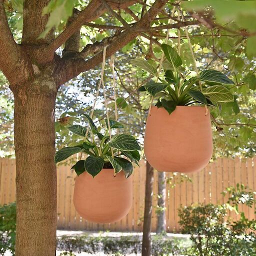 Lot of 2 terracotta hanging pots Alma fait-main | Decoclico