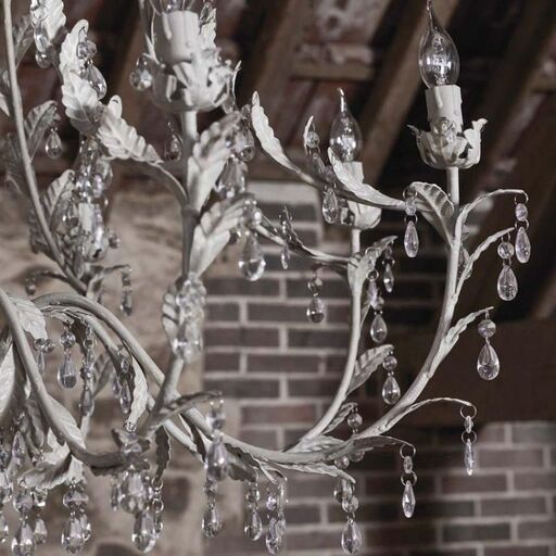 Lustre en verre transparent et métal beige Elysee Blanc d´Ivoire | Decoclico