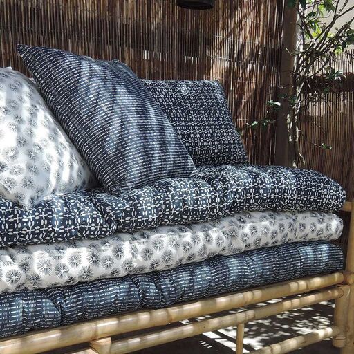 Bodenmatratze aus Baumwolle mit Blockdruck 60 x 170 cm Tessa | Decoclico