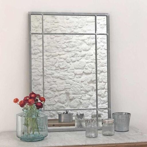 Miroir Art Déco en métal finition zinc – 97 x 67 cm – Wallis | Decoclico