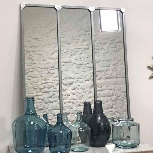 Miroir verrière XL rectangulaire finition zinc | Decoclico