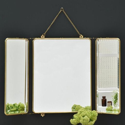 Miroir de barbier en laiton, Maison Tilleul | Decoclico