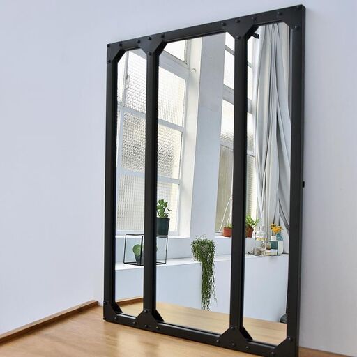 Miroir verrière atelier en métal rectangulaire noir 60 x 83 cm – Bricklane | Decoclico