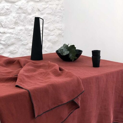 Tovaglia o tenda in lino lavato color terracotta | Decoclico