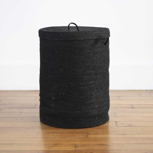 Panier à linge en jonc de mer noir | Decoclico