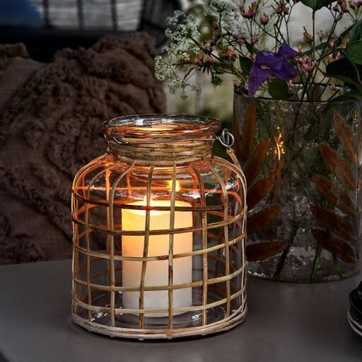 Photophore en verre et bambou naturel | Decoclico