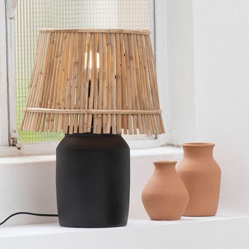 Hand-made Alma chocolate terracotta lamp base | Decoclico