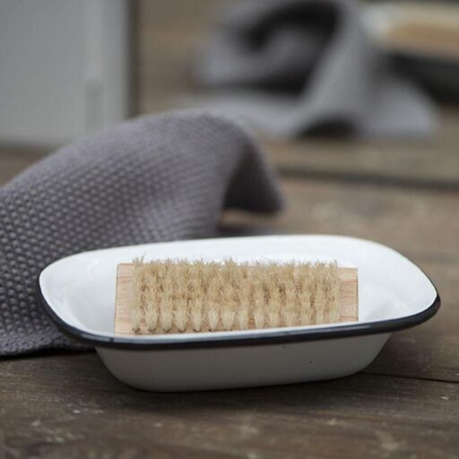 Porte-savon en métal émaillé blanc et liseré noir IB Laursen | Decoclico