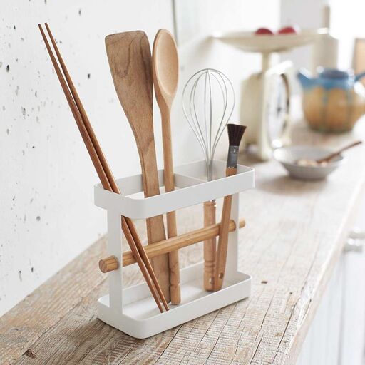 Portautensili in acciaio e frassino naturale | Decoclico