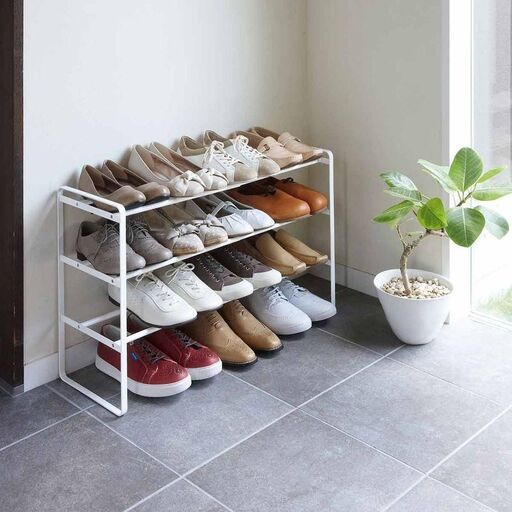 Rangement à chaussures largeur extensible 4 niveaux en acier blanc Frame | Decoclico