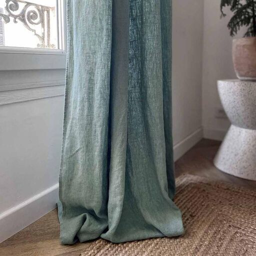 Rideau à œillets en lin épais Propriano Céladon | Decoclico