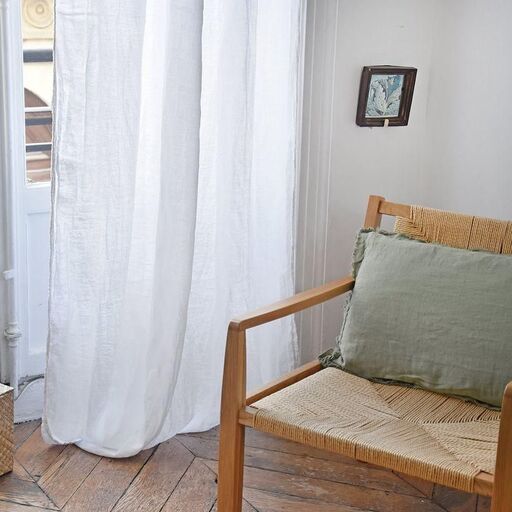 Ösengardine aus weißem gewaschenem Leinen Oslo 140×280 cm | Decoclico